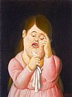 Fernando Botero Canvas Paintings - Mujer llorando 02